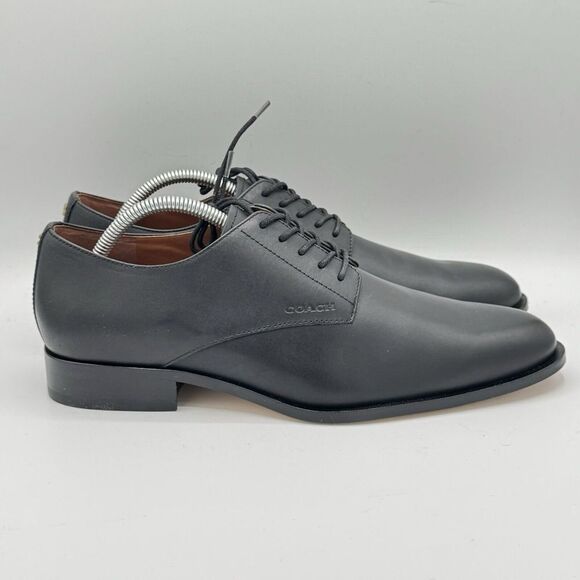 Men's Coach Sculpted C Derby Leather Slip On Loafer Shoes Black Size 9D - Picture 2 of 12